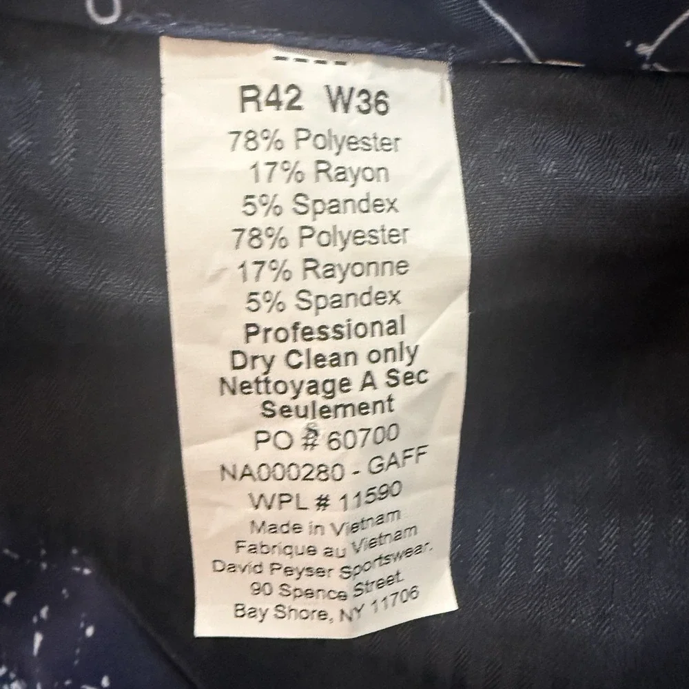 Nautica Mens Solid Navy Marine Blue Stretch Suit Dress Pants Only 36x32 New Macy